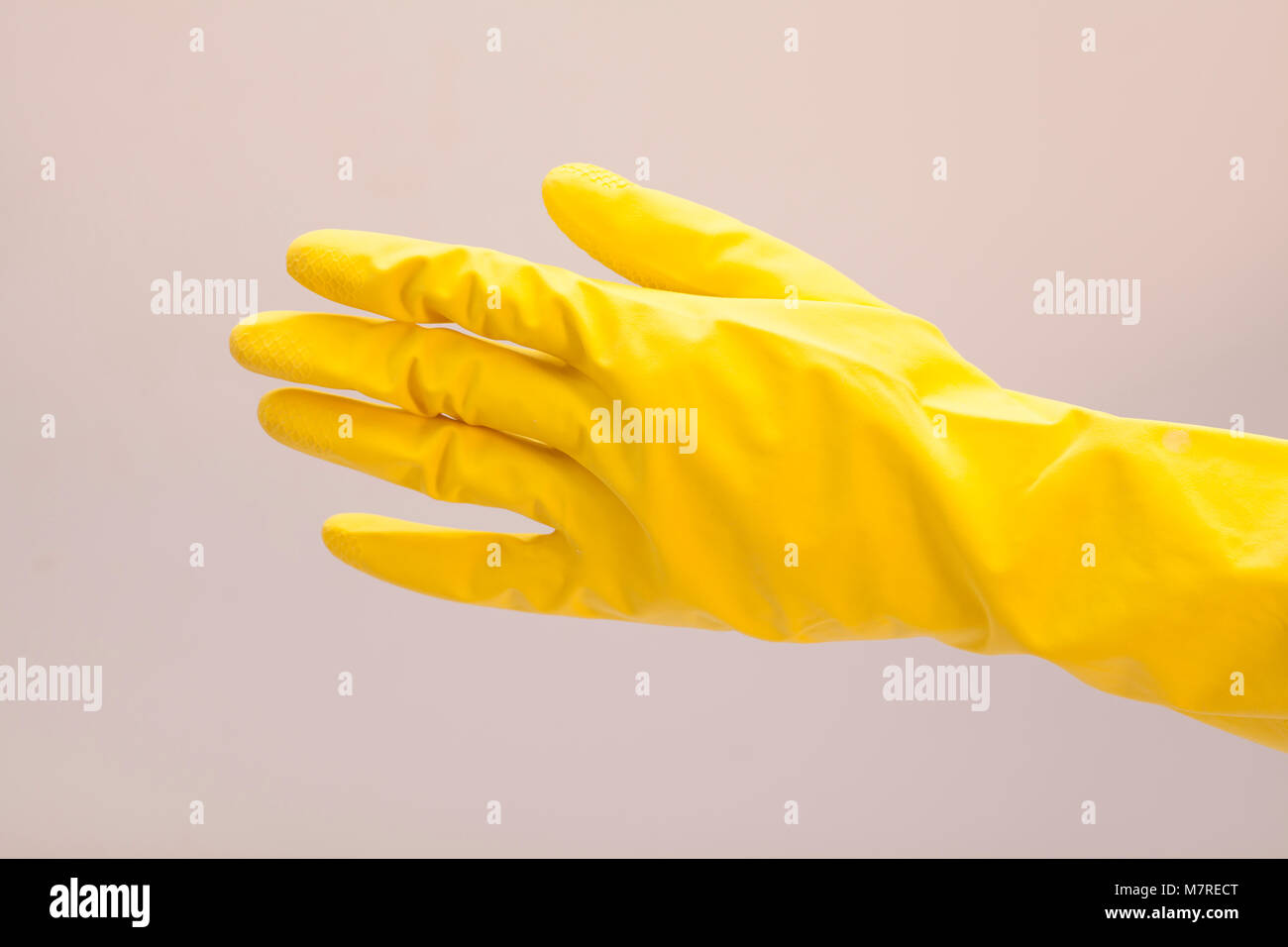 Latex Glove For Cleaning on hand on white Stock Photo Alamy
