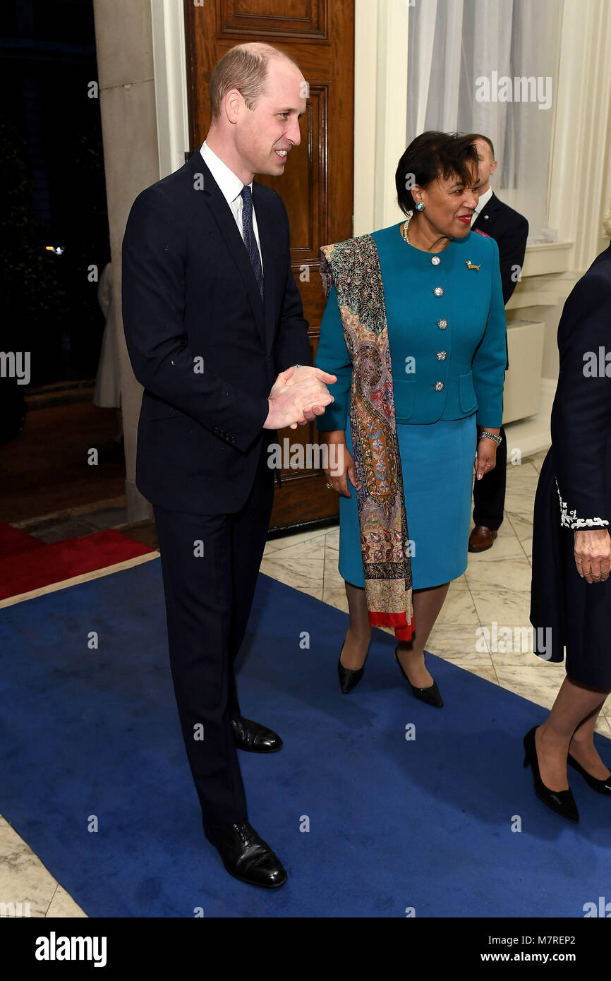 The Duke of Cambridge at a reception held by the Commonwealth Secretary-General, Rt Hon Patricia Scotland QC, at Marlborough House, the home of the Commonwealth Secretariat in London. Stock Photo