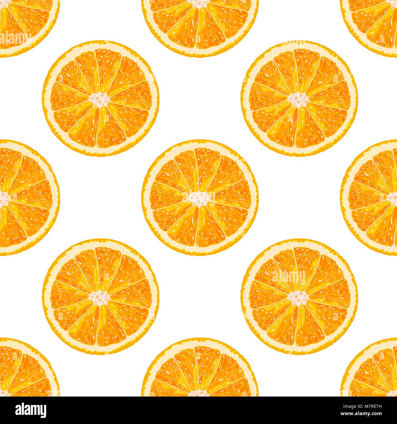 Vector seamless pattern of orange slice. Realistic citrus background ...
