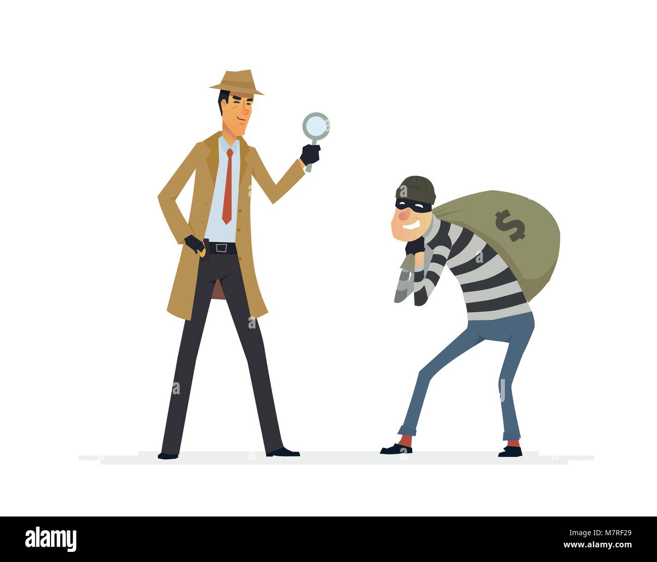 Detective catching a thief - cartoon people characters illustration Stock  Vector Image & Art - Alamy