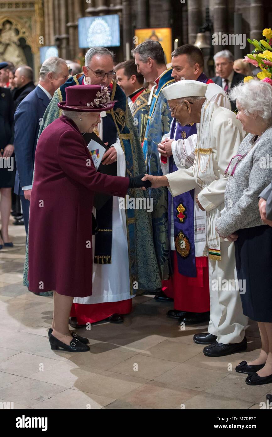 Queen Elizabeth II attending the Commonwealth Service at Westminster
