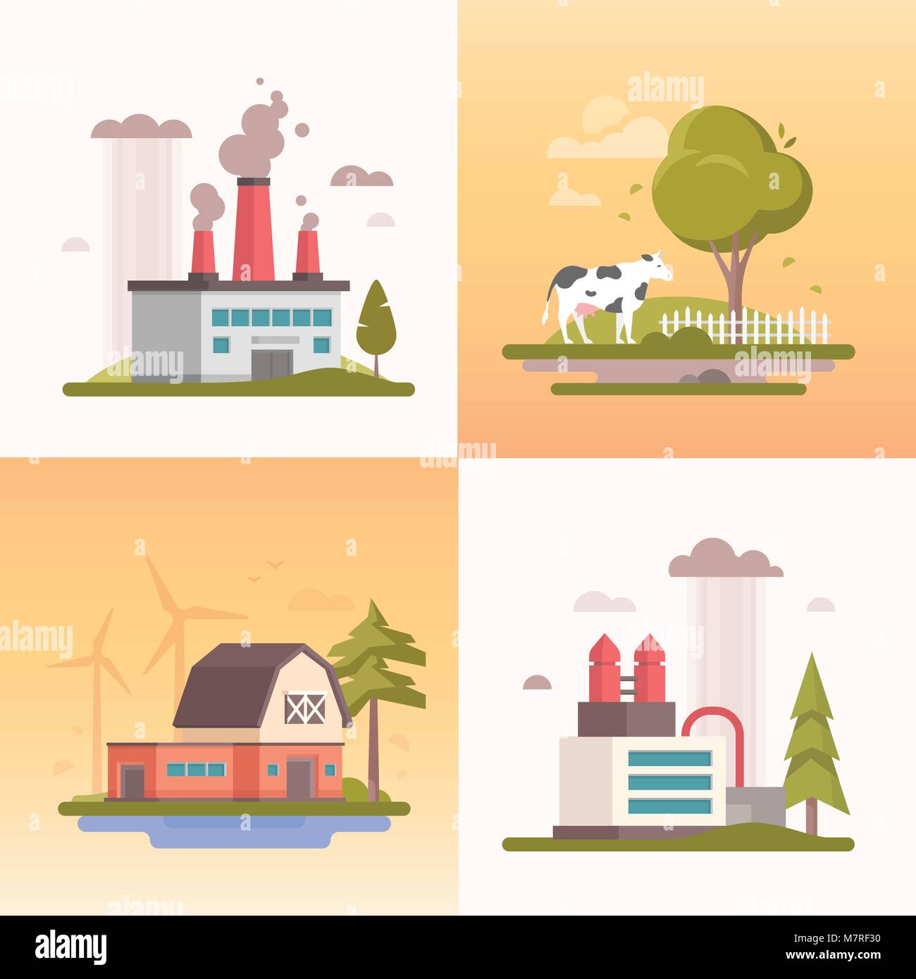 Ecology - set of modern flat design style vector illustrations Stock ...