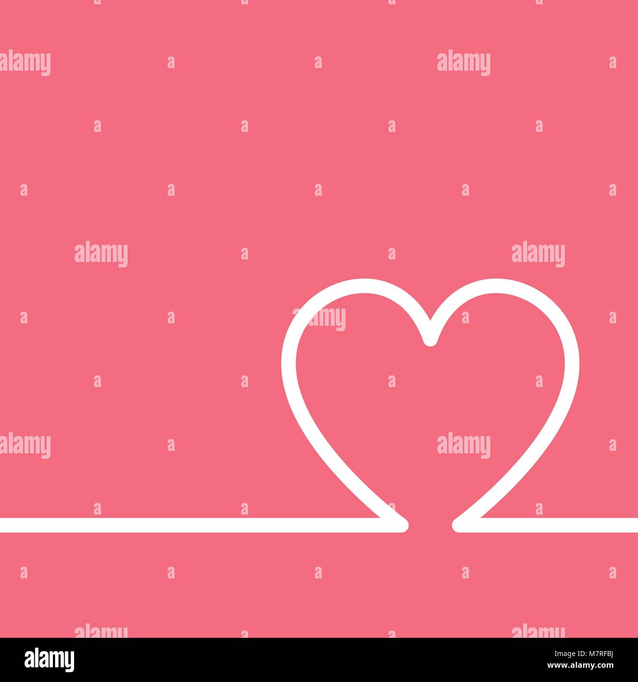 Vector invitation card for Valentine Day with copy space. Flat line art ...