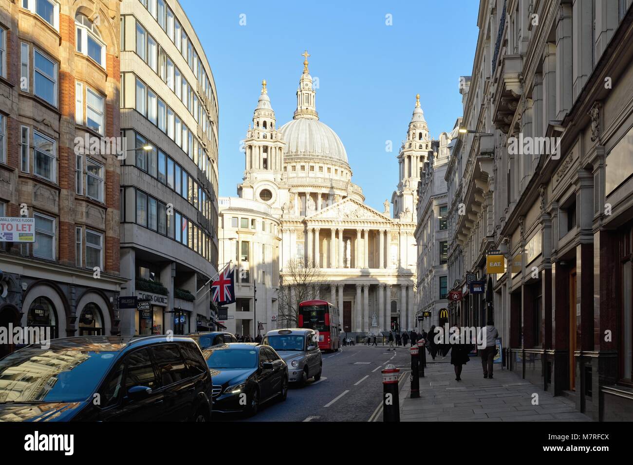 The view of St.Pauls cathedral from Ludgate Hill, City of London England UK Stock Photo