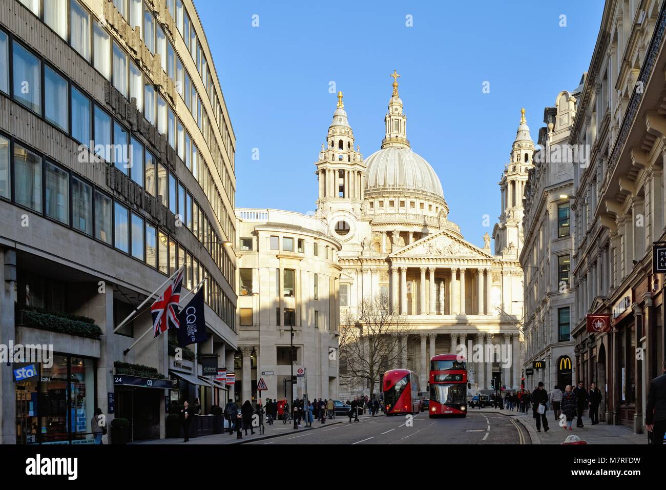 The view of St.Pauls cathedral from Ludgate Hill, City of London England UK Stock Photo