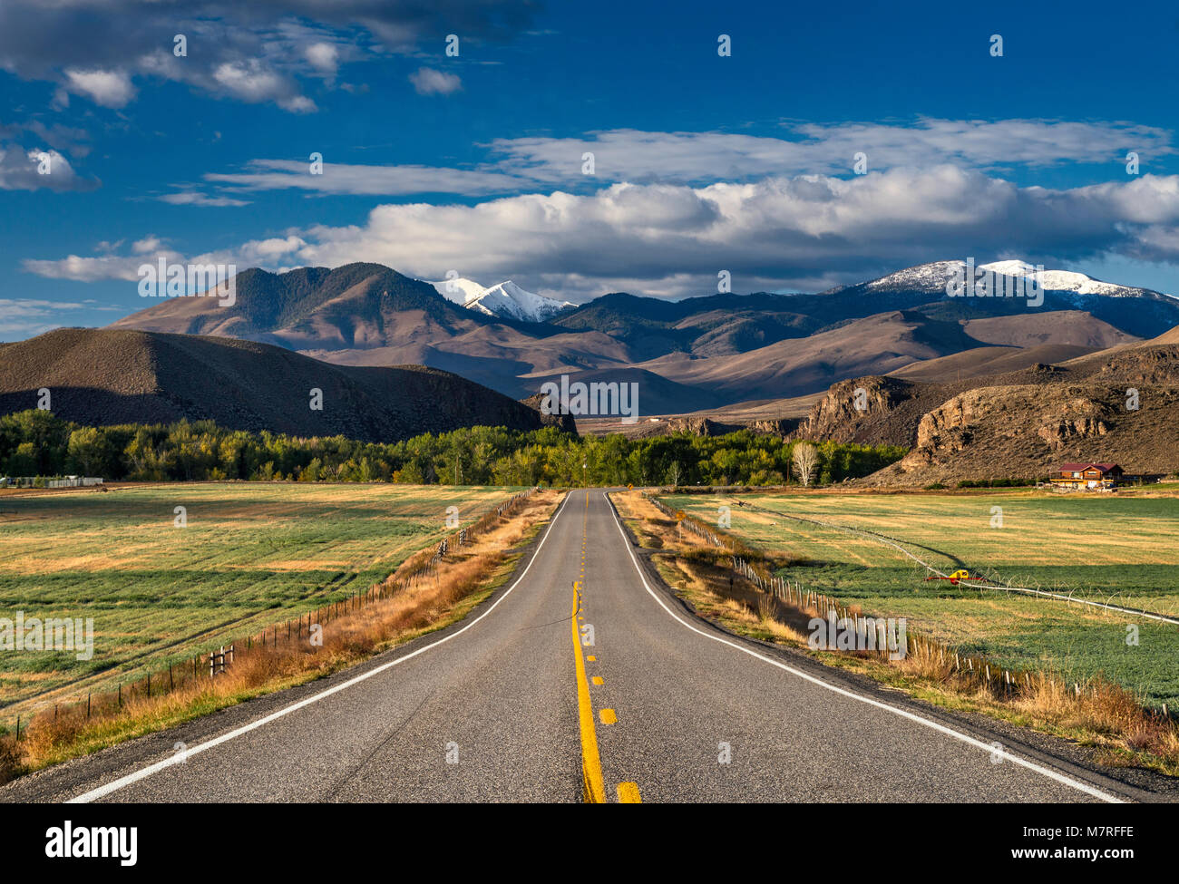 Pioneer Mountains over Round Valley, Land of the Yankee Fork, from highway near Challis, Rocky
