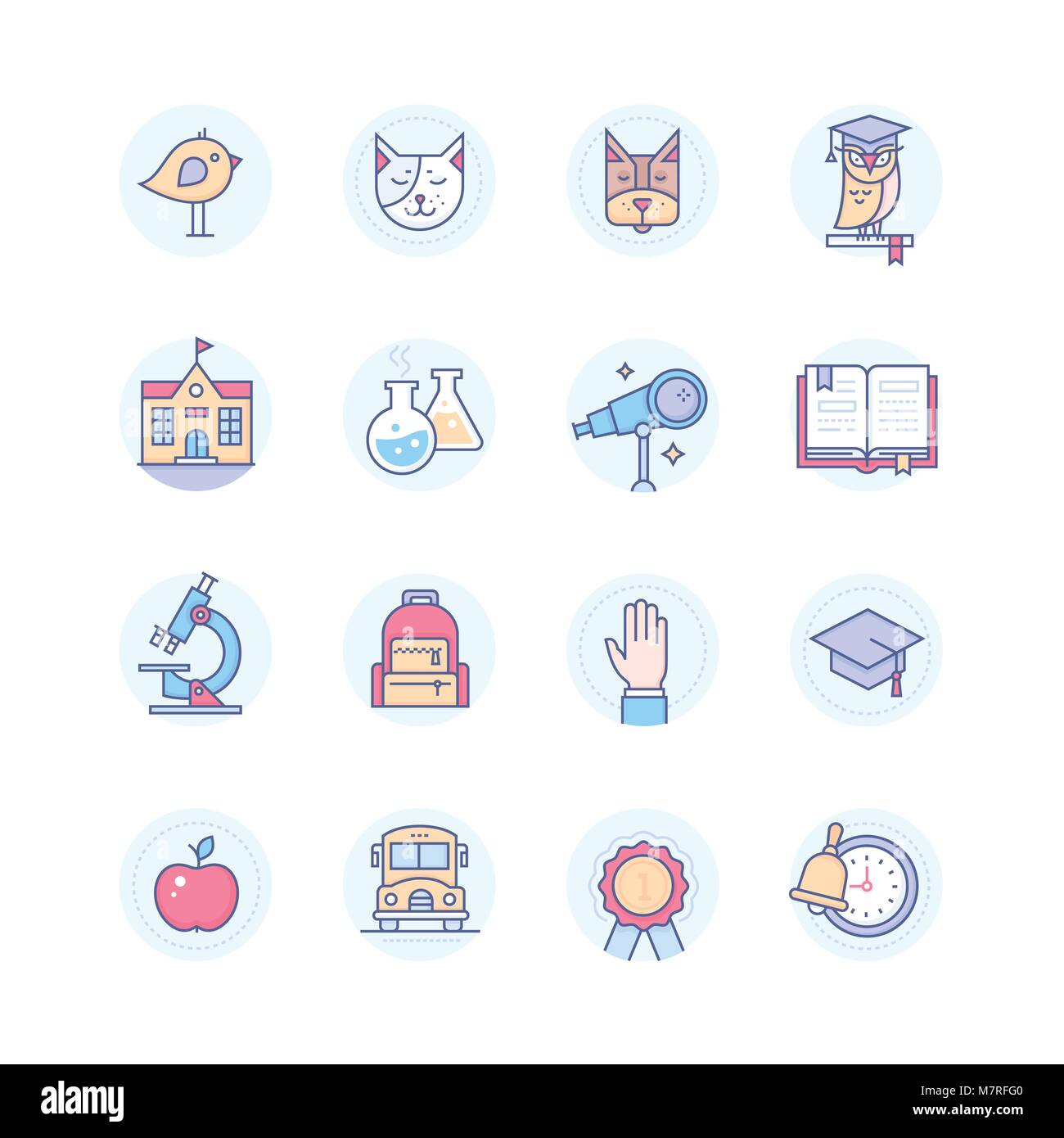 School concepts - modern line design style icons set Stock Vector Image ...