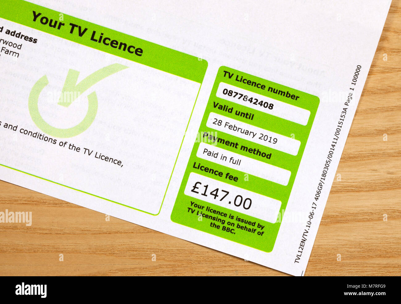 TV Licence Stock Photo