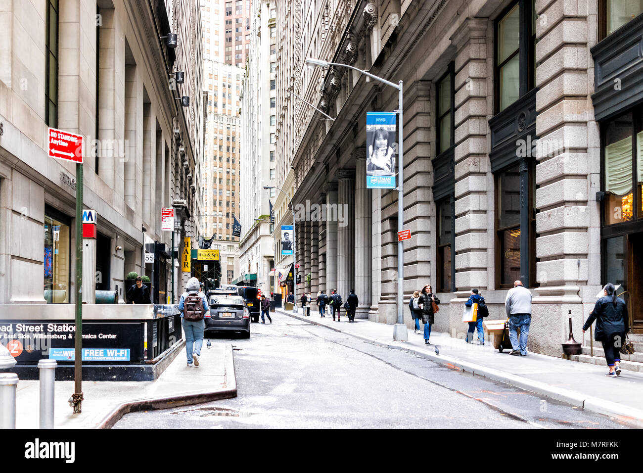 New York City, USA October 30, 2017 Wall street broad street subway