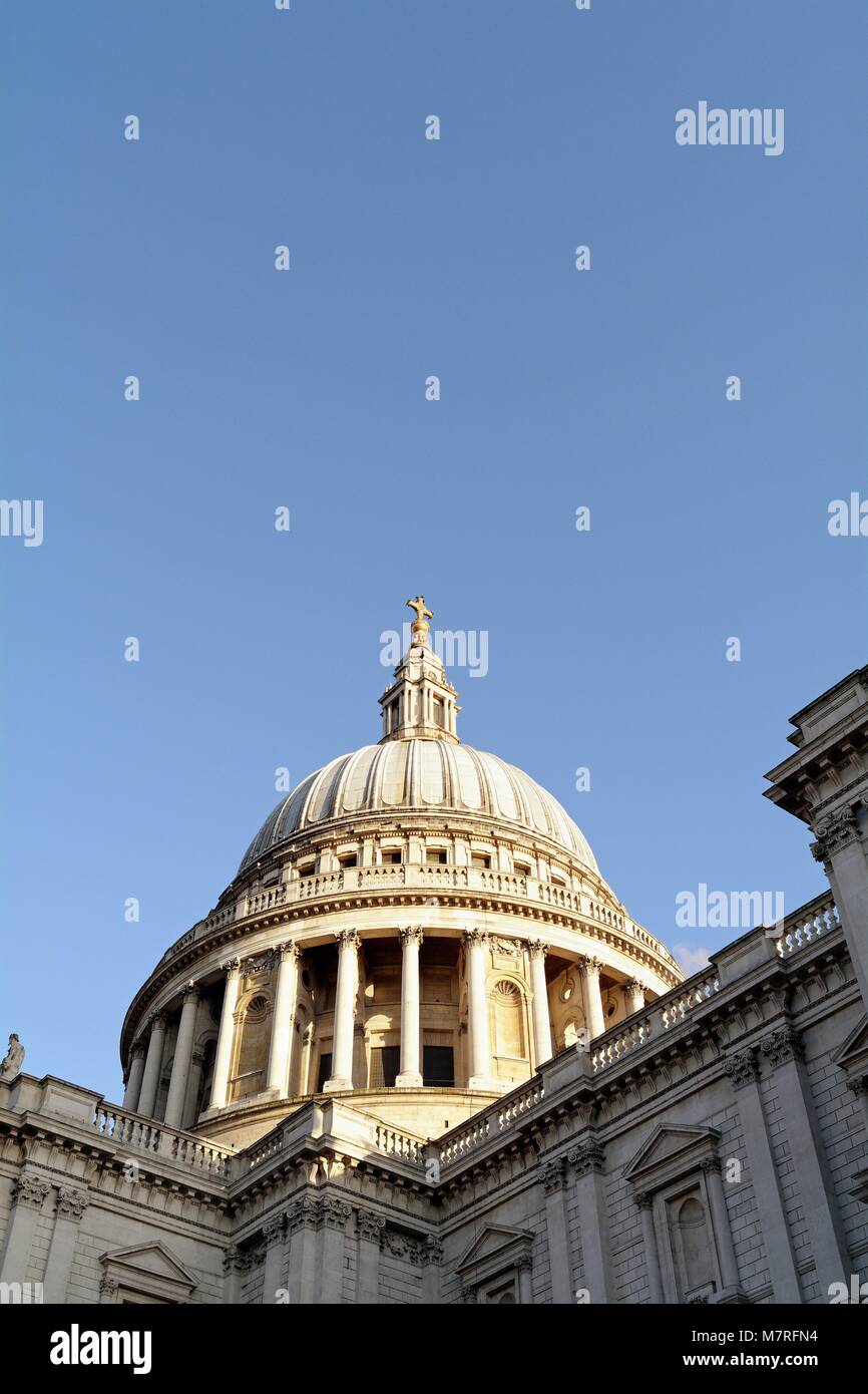 The Dome of St.Pauls cathedral against a clear blue sky London England UK Stock Photo