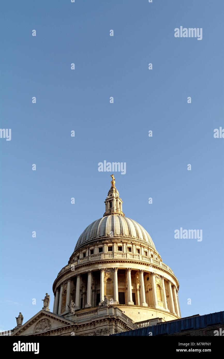 The Dome of St.Pauls cathedral against a clear blue sky London England UK Stock Photo