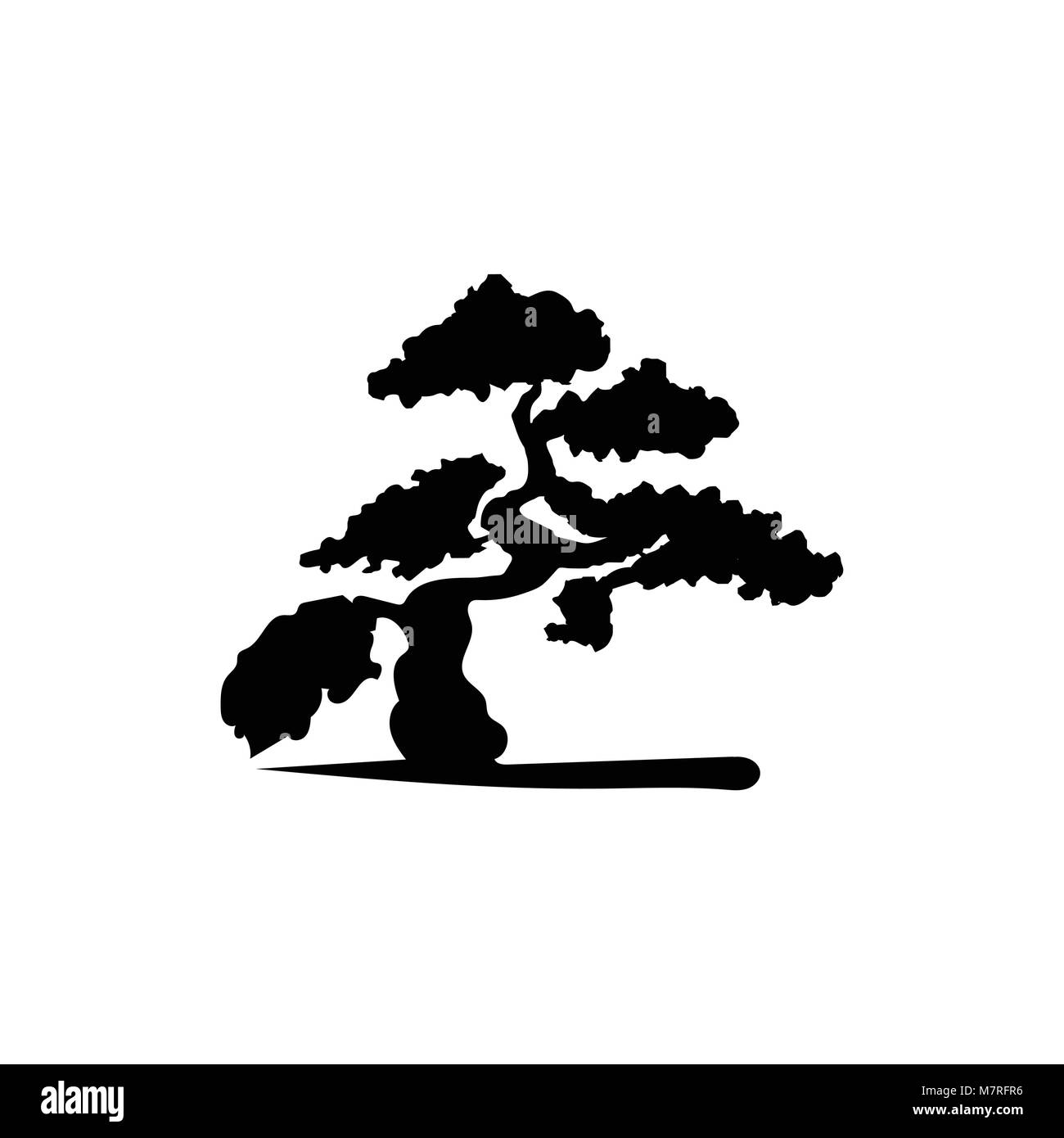 Vector Silhouette Of Bonsai Tree Stock Vector Image Art Alamy