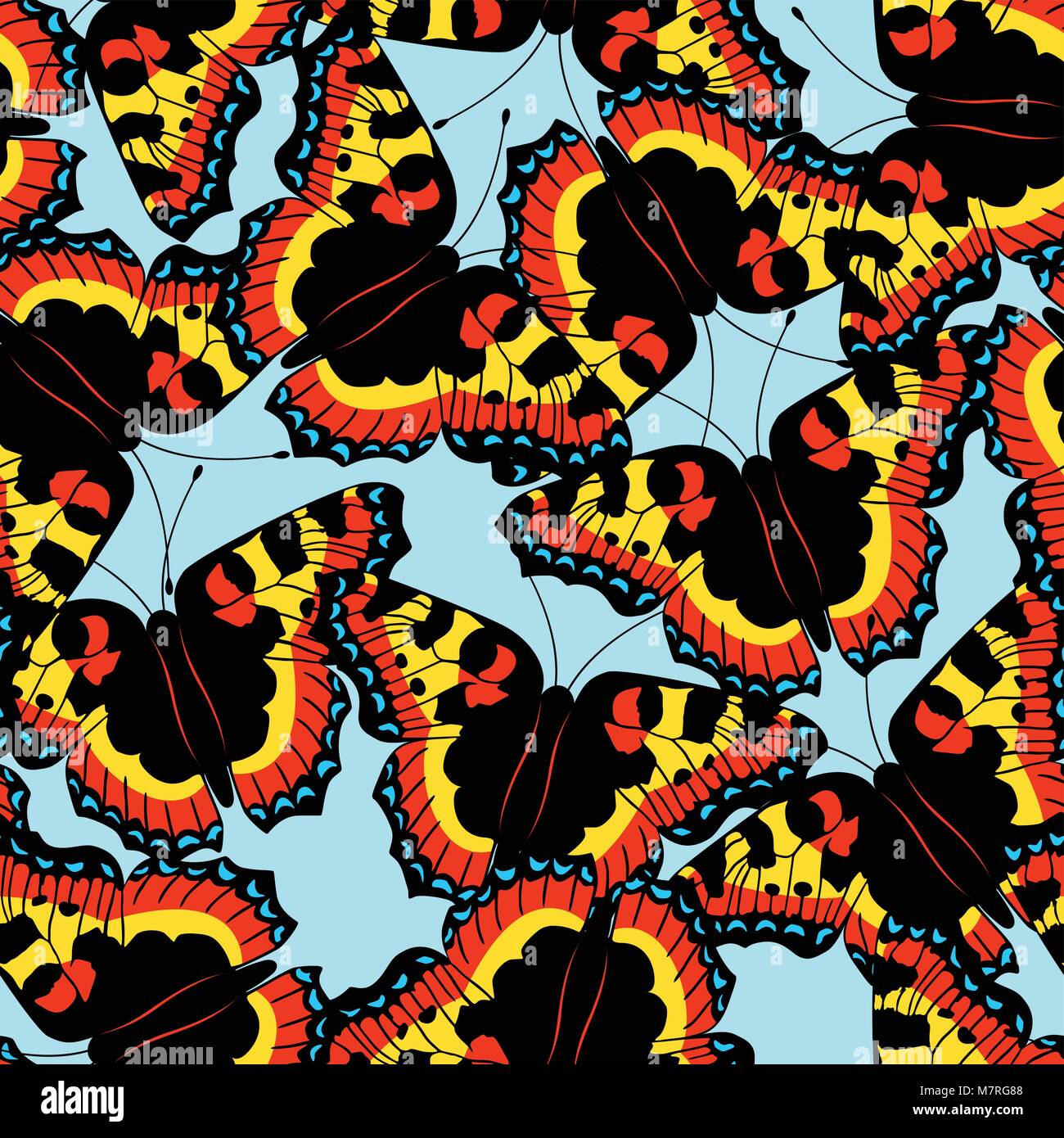 Seamless pattern made of butterflies on blue background Stock Vector ...