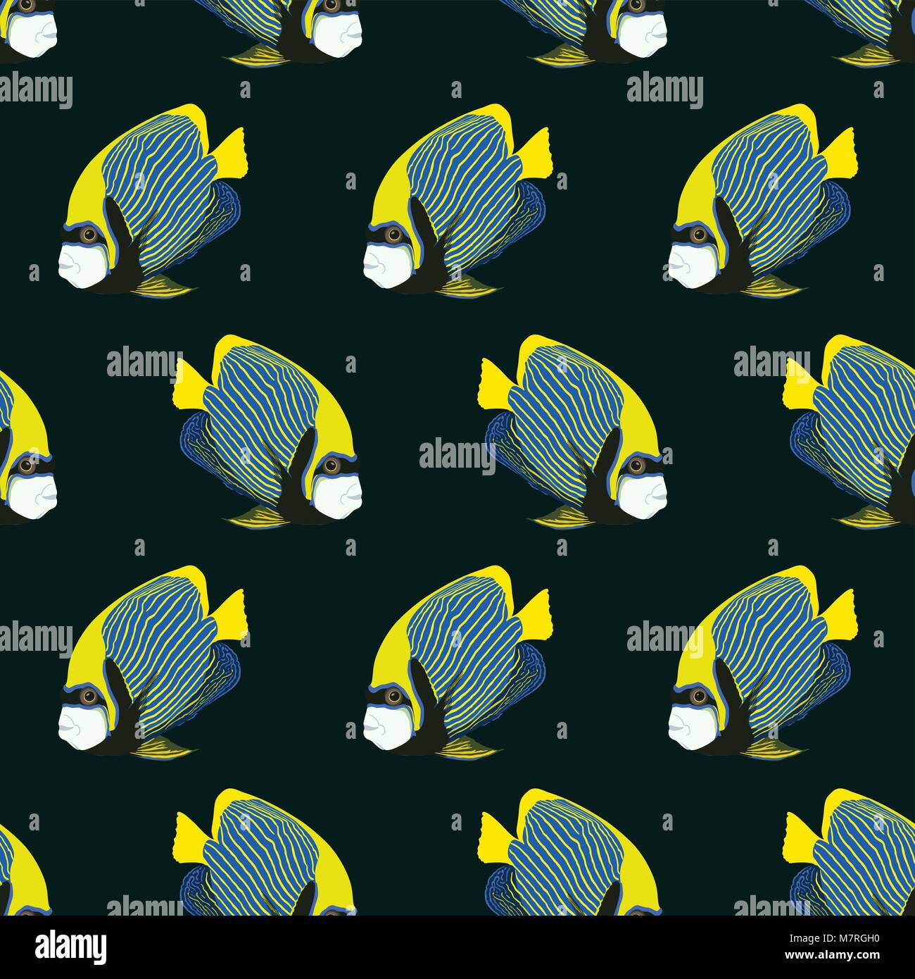 seamless pattern from swimming fishes on dark background Stock Vector ...