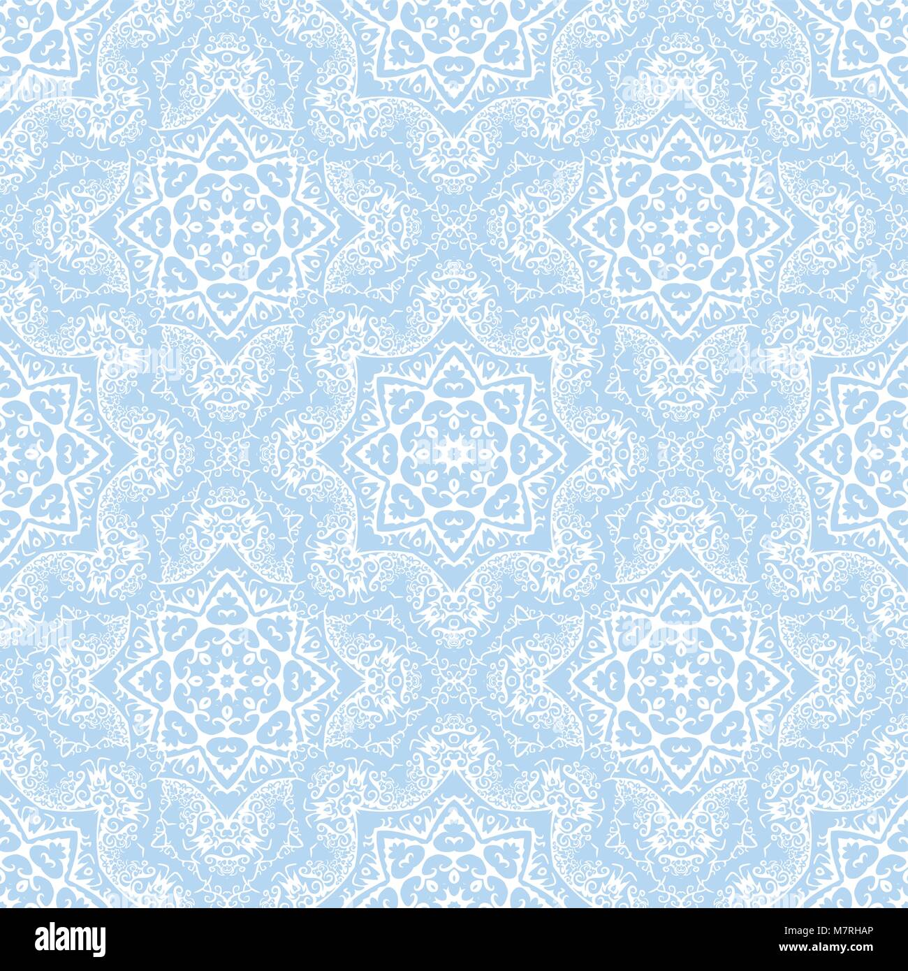seamless pattern from white abstract elements on blue background Stock ...