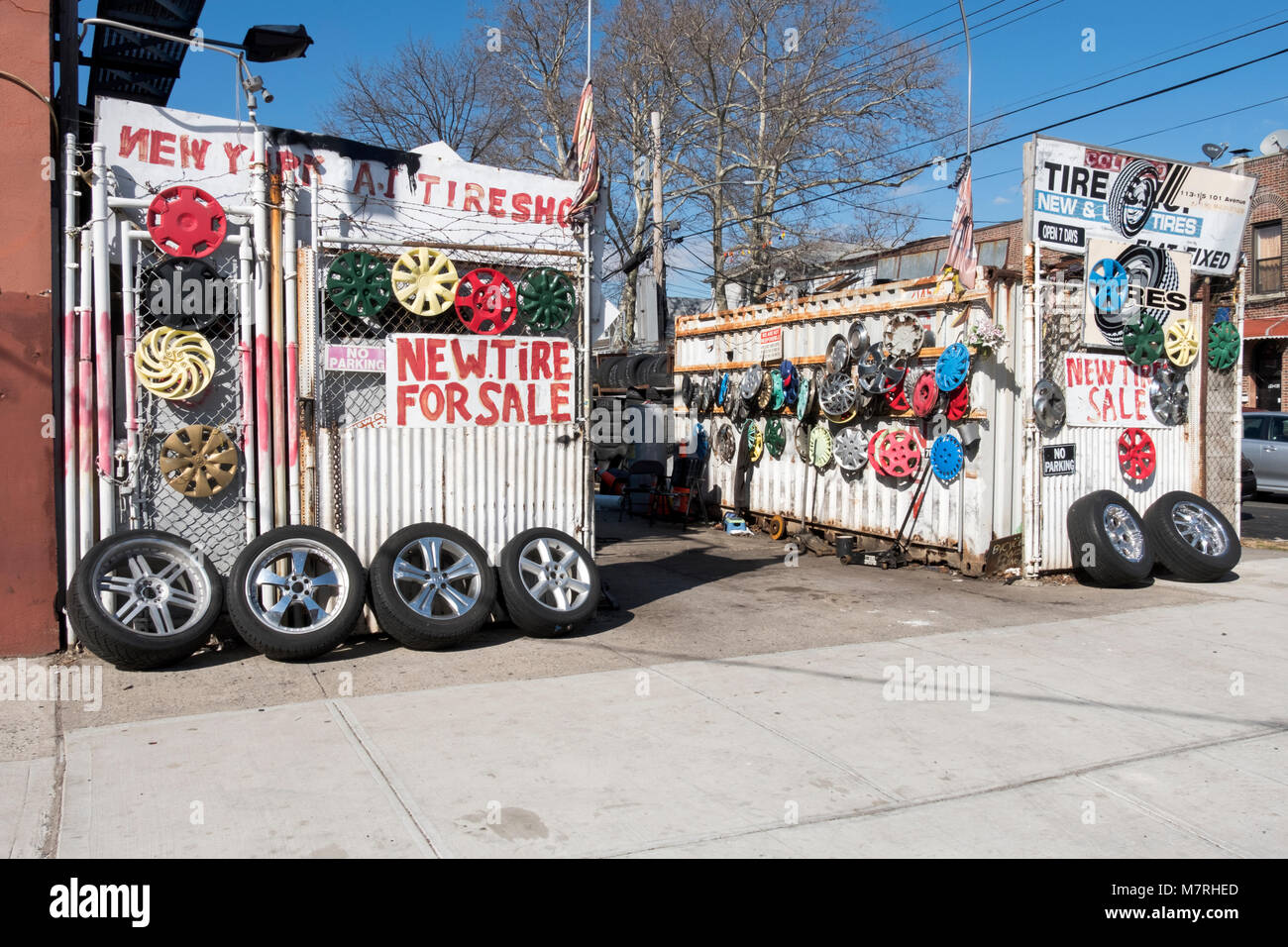 The exterior of the A1 Tire Shop owned by Indian Sikhs on 110th Avenue in the Richmond Hill section of Queens, New York Stock Photo