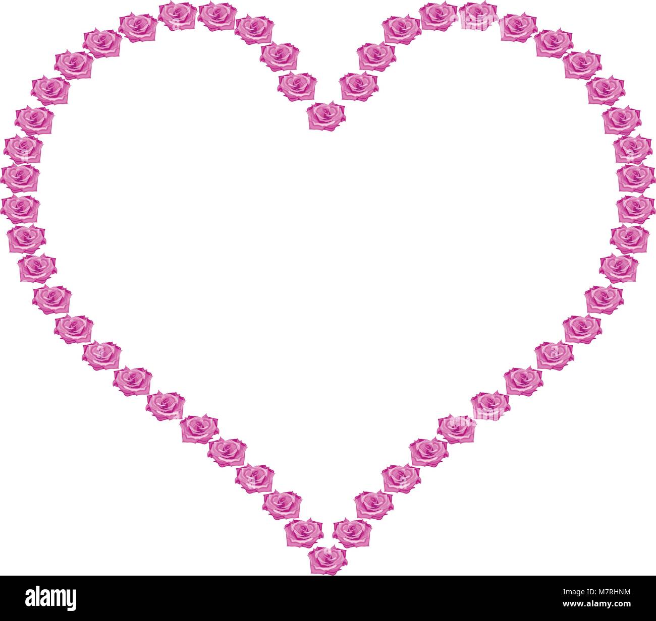 illustration heart of roses on white background Stock Vector Image ...