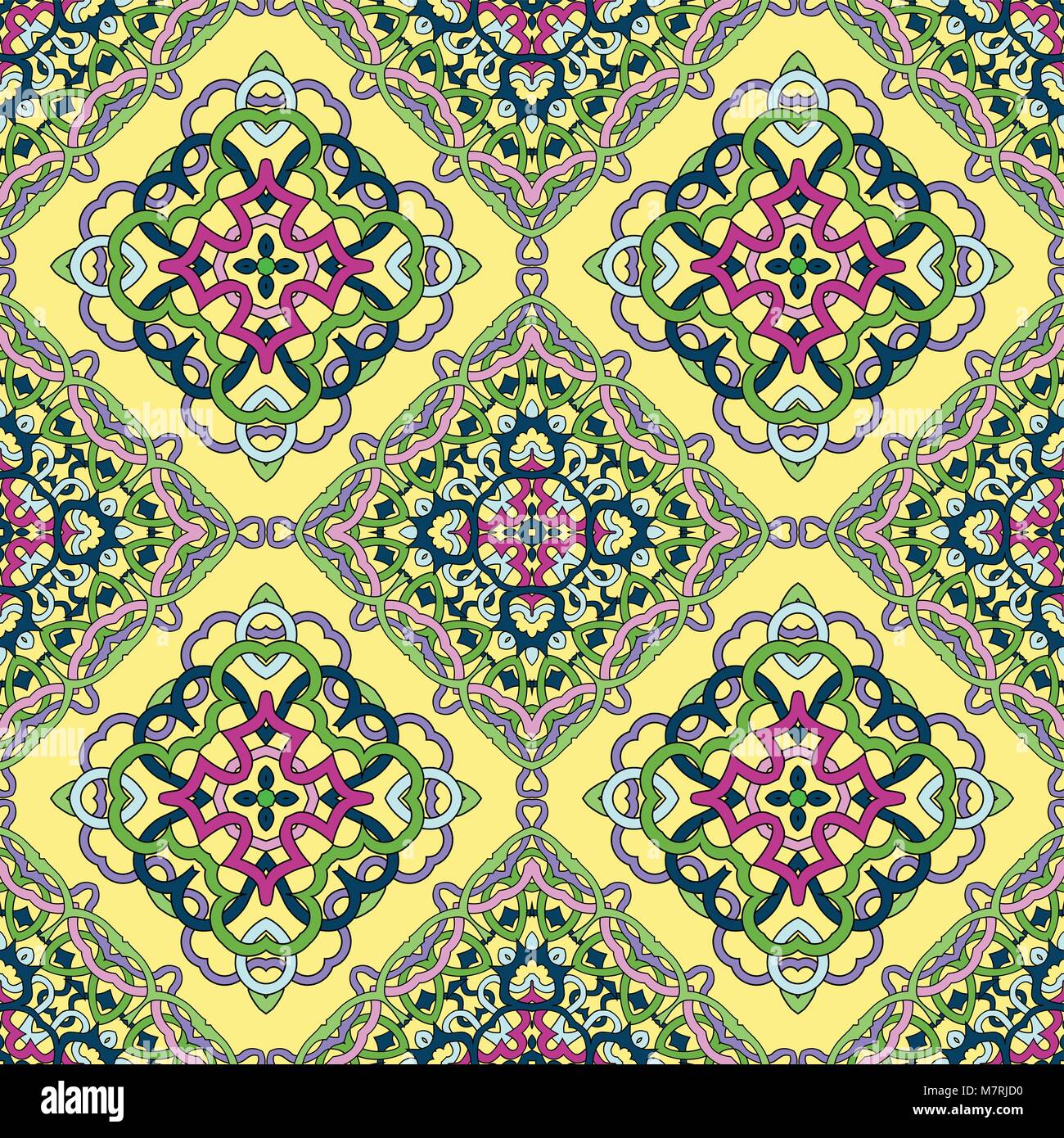 Vector illustration of seamless pattern from abstract bright ethnic ...