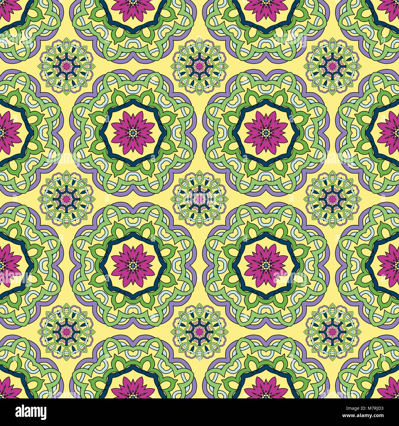 Vector illustration of seamless pattern from abstract bright ethnic ...