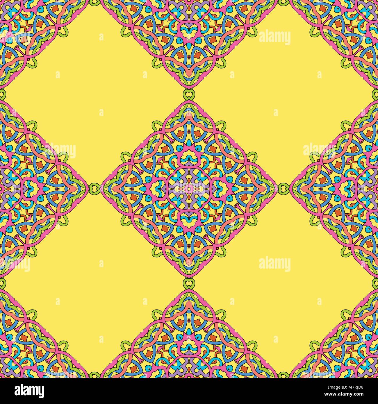 Vector illustration of seamless pattern from abstract bright ethnic ...