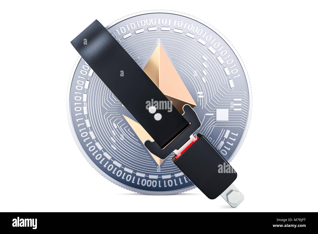 Ethereum coin with safety belt. Security and protection concept, 3D  rendering isolated on white background Stock Photo - Alamy