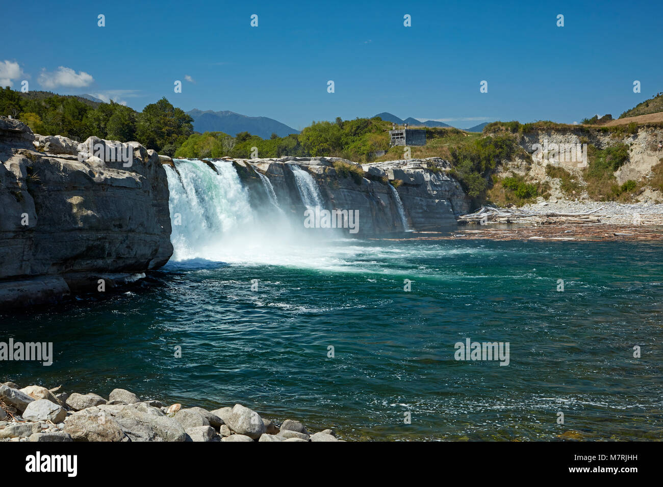 Maruia Falls and Maruia River, near Murchison, Tasman District, South Island, New Zealand Stock Photo