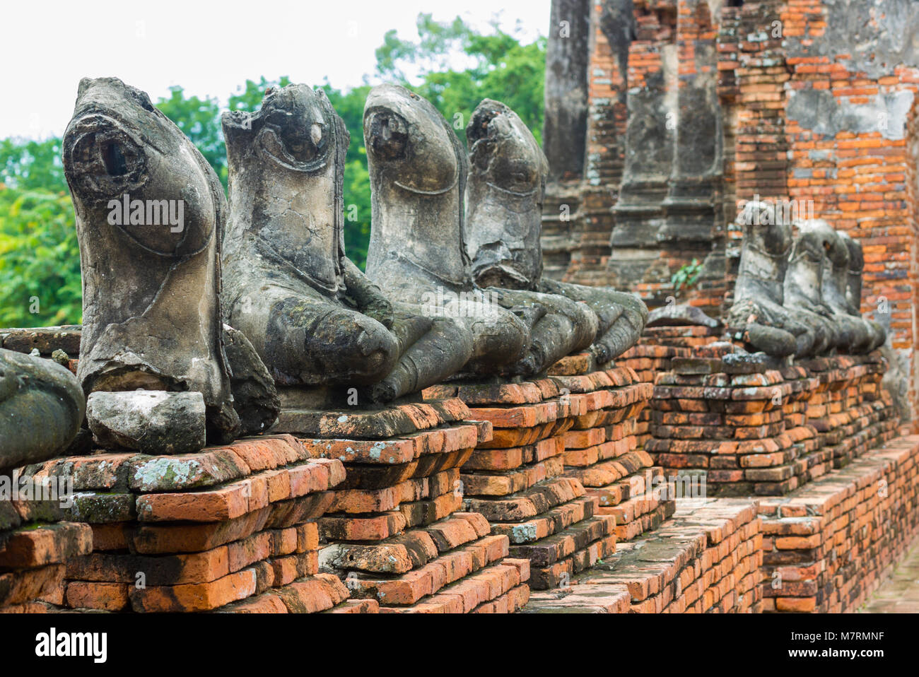Chaiwatthanaram  Temple - Ayutthaya Thailand :- May 6, 2017:- Sitting Buddha  - A temple in Ayutthaya In the ruins of the royal temple, which is the m Stock Photo