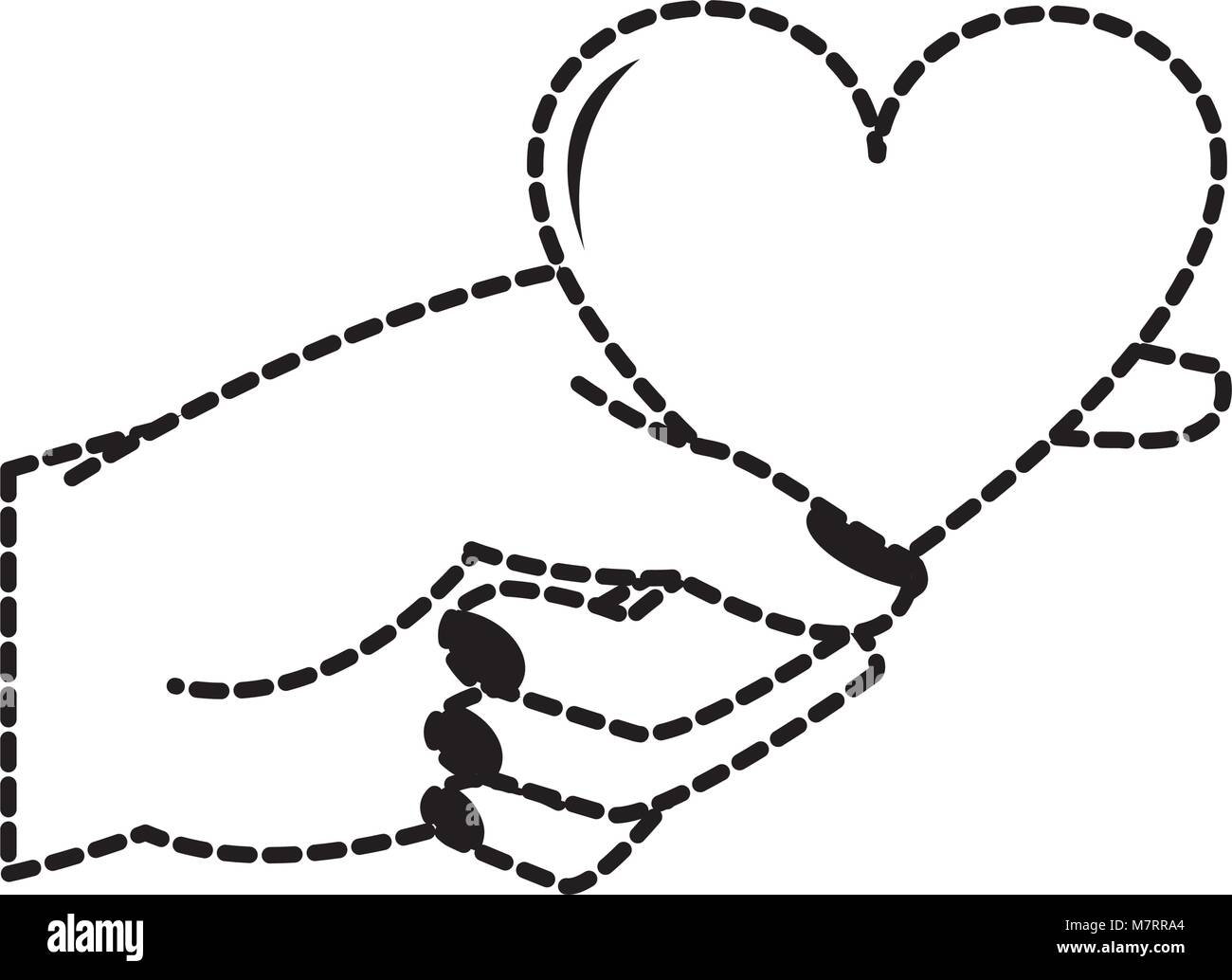 dotted shape woman hand with heart symbol of passion Stock Vector Image ...