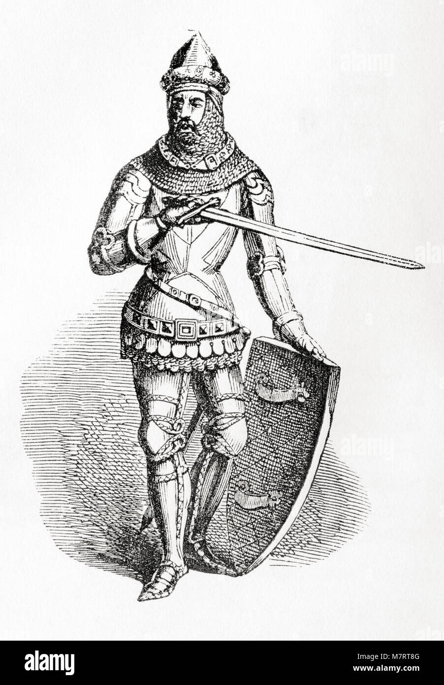 Walter Hungerford, 1st Baron Hungerford, 1378 – 1449. English knight, landowner and member of the House of Commons.  From Old England: A Pictorial Museum, published 1847. Stock Photo