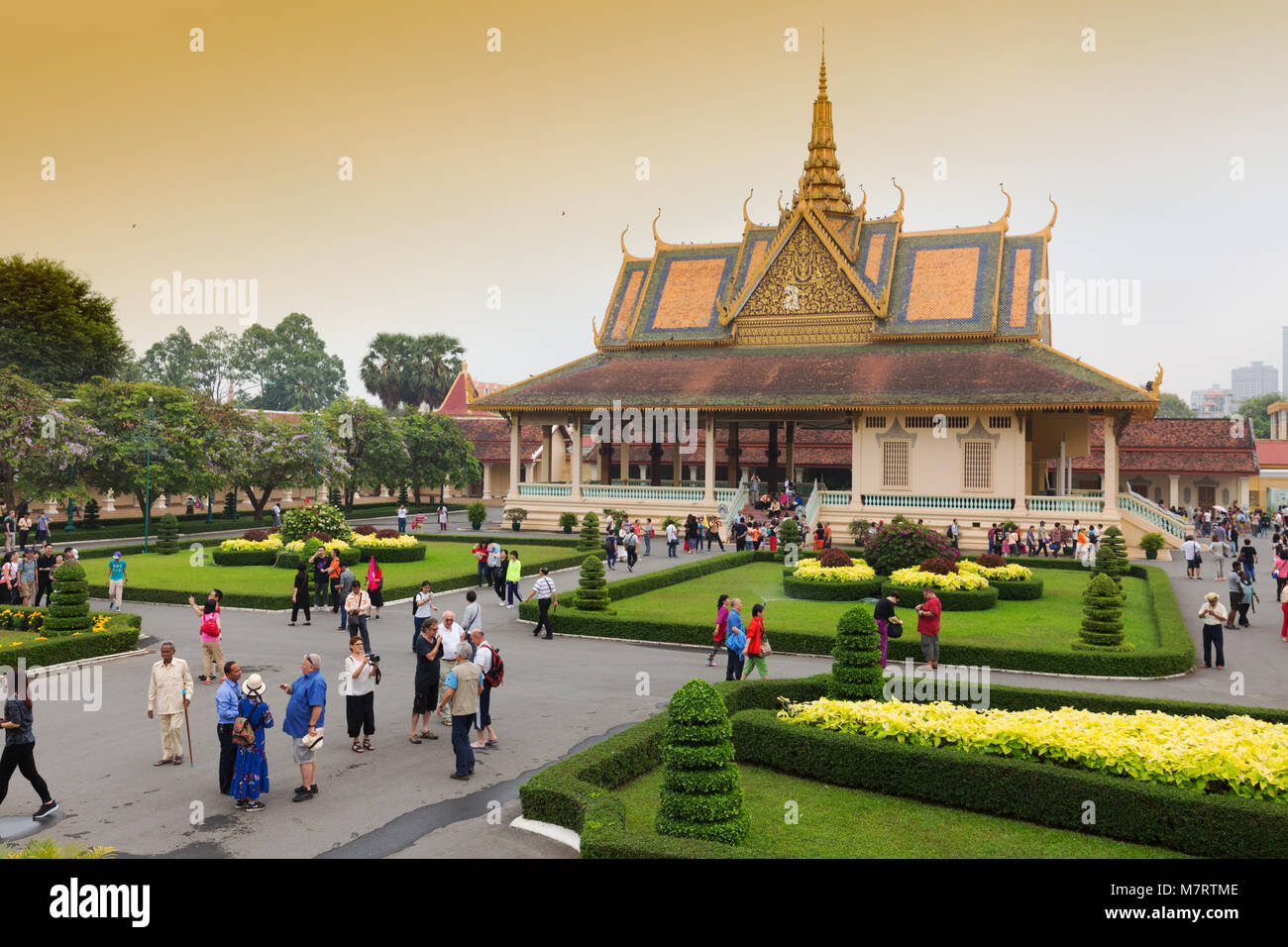 Tourists at the Royal Palace, Phnom Penh, Cambodia Asia Stock Photo