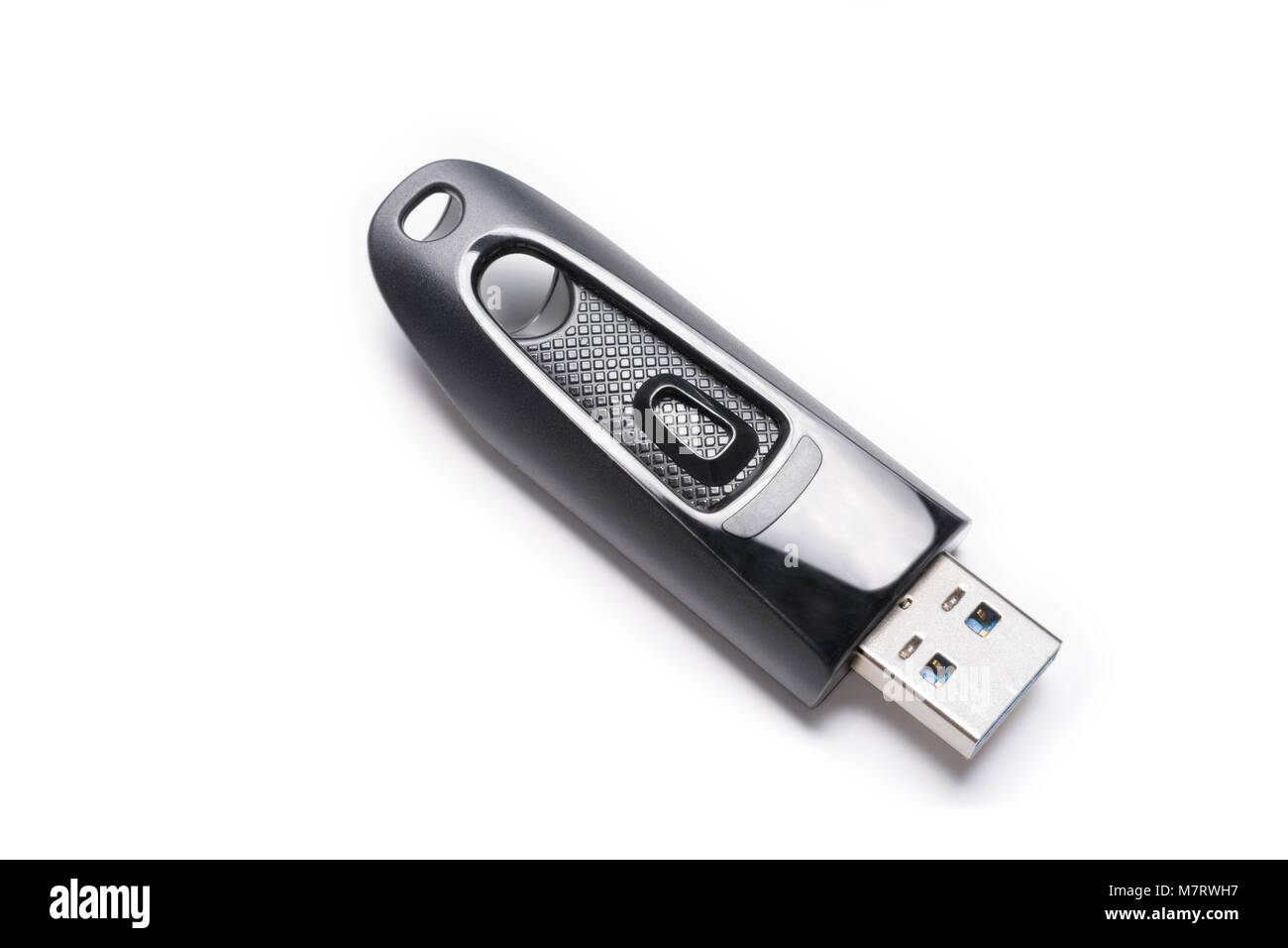 Opened Black USB 3.0 Memory Stick / USB 3.0 Flash Drive Isolated On White Background Stock Photo