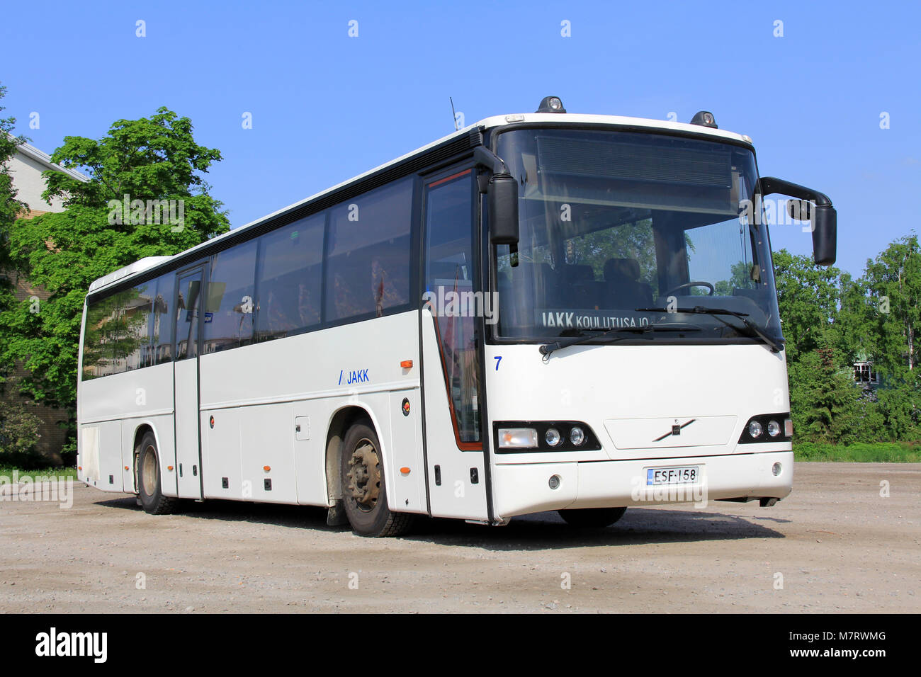SALO, FINLAND - JUNE 1: White Volvo city bus on June 1, 2013 in Salo ...