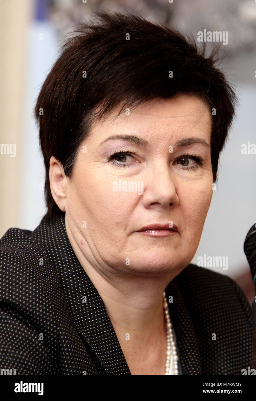 Warsaw, Masovia / Poland - 2007/11/28: Hanna Gronkiewicz-Waltz, Mayor of Warsaw and one of leaders of Civic Platform party PO - during press meetin Stock Photo