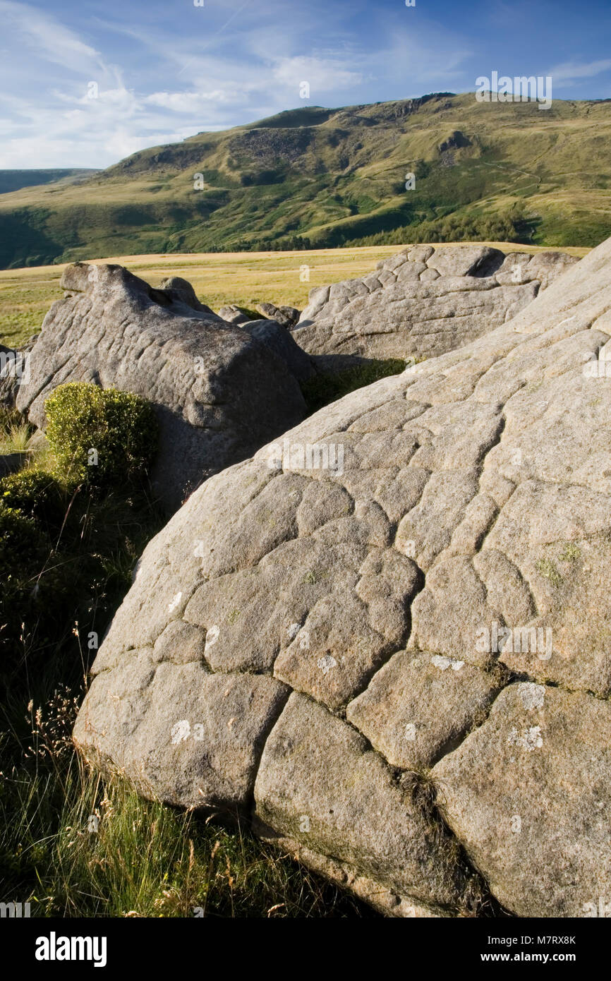 Glacial rock formation, Kinder Scout, the Peak District, Derbyshire