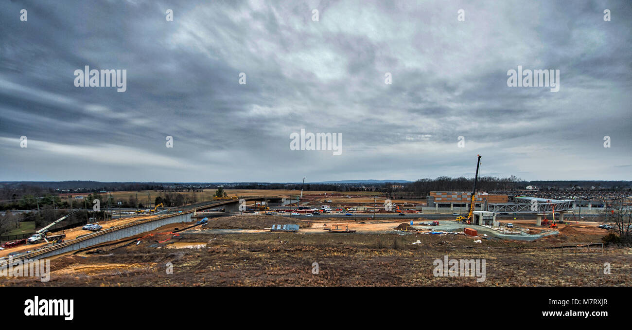 UNITED STATES: March 12, 2018: Construction is well under way on the Ashburn Station Metro stop and at the same time county supervisors and state dele Stock Photo