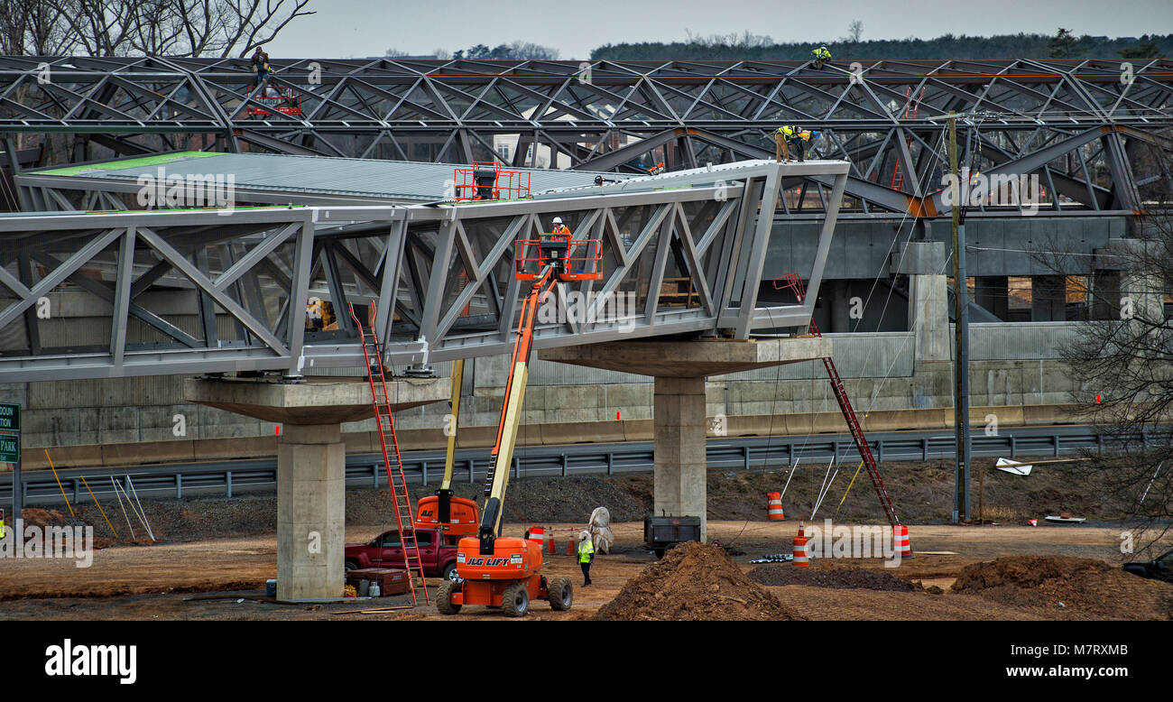 UNITED STATES: March 12, 2018: Construction is well under way on the Ashburn Station Metro stop and at the same time county supervisors and state dele Stock Photo