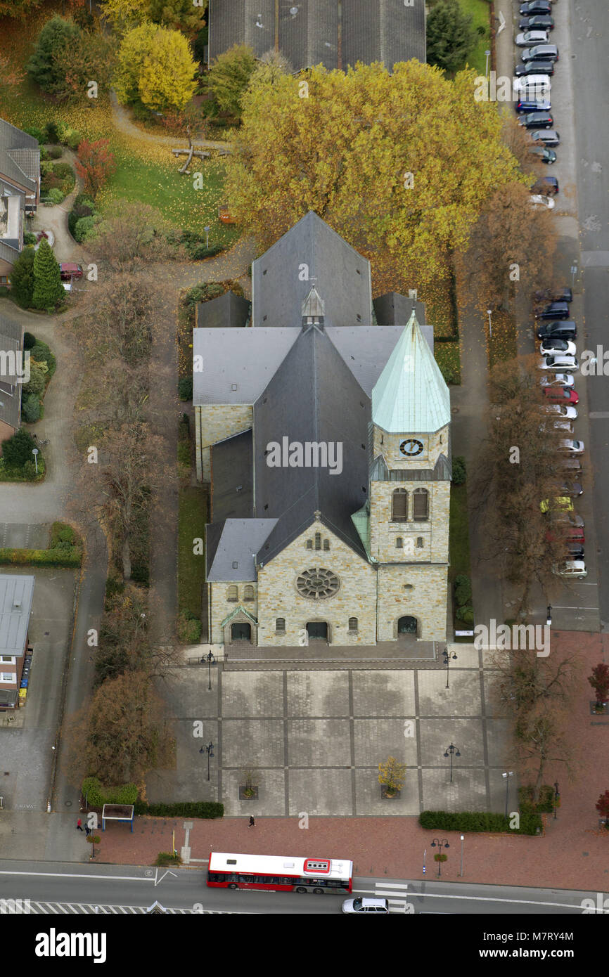 Aerial view, St.Johannes church, Kirchhellen, Bottrop, Ruhr area, North ...