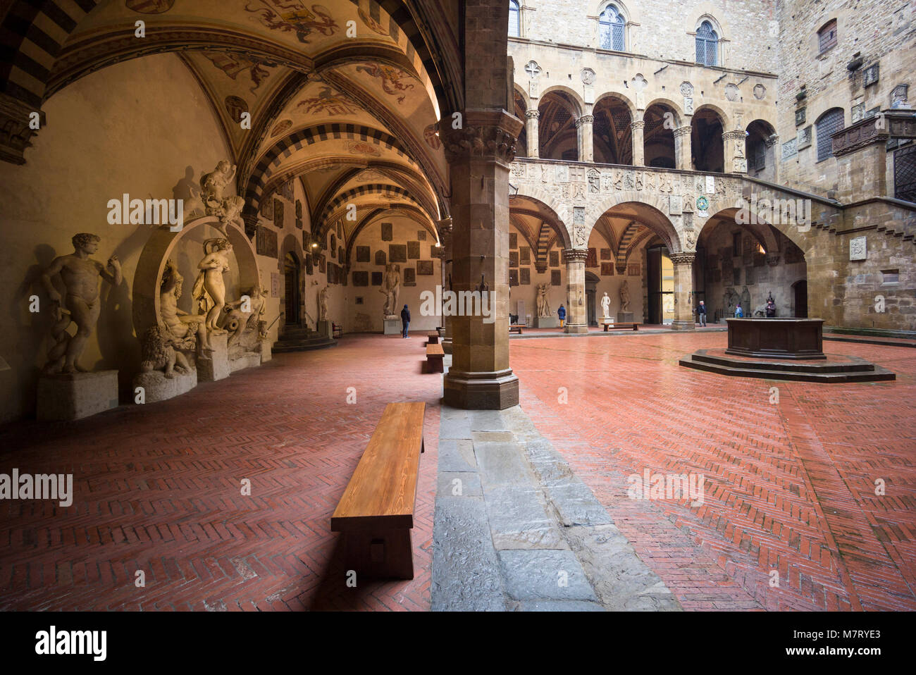 Florence. Italy. Inner courtyard of the Museo Nazionale del Bargello. (Bargello National Museum) Stock Photo
