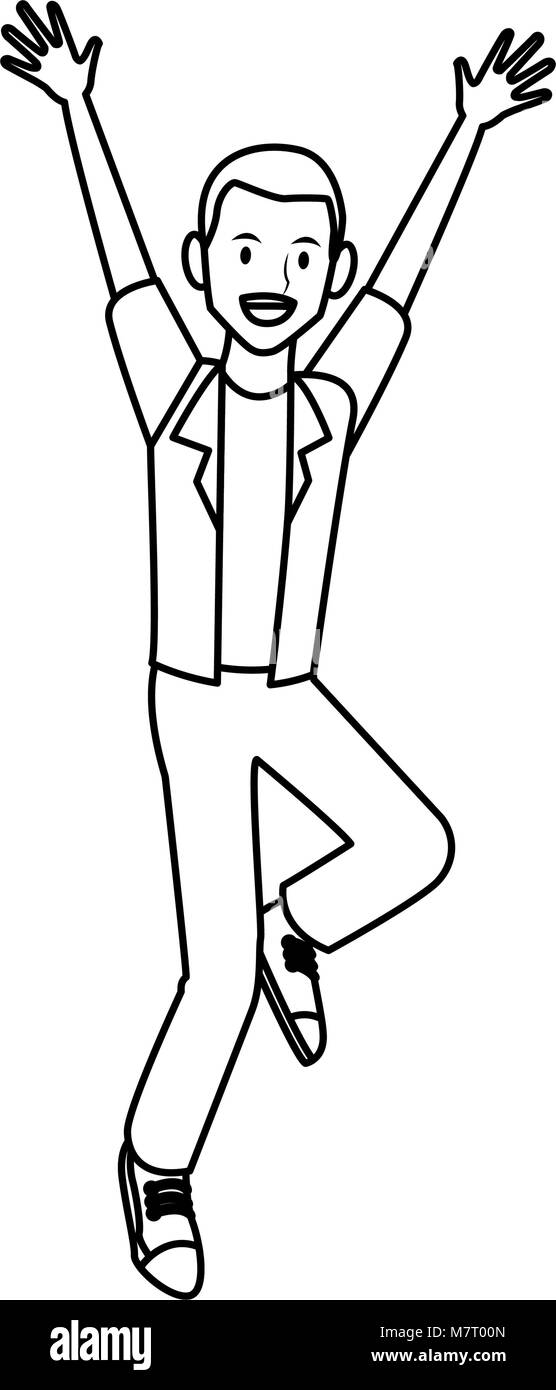 happy man jumping clipart