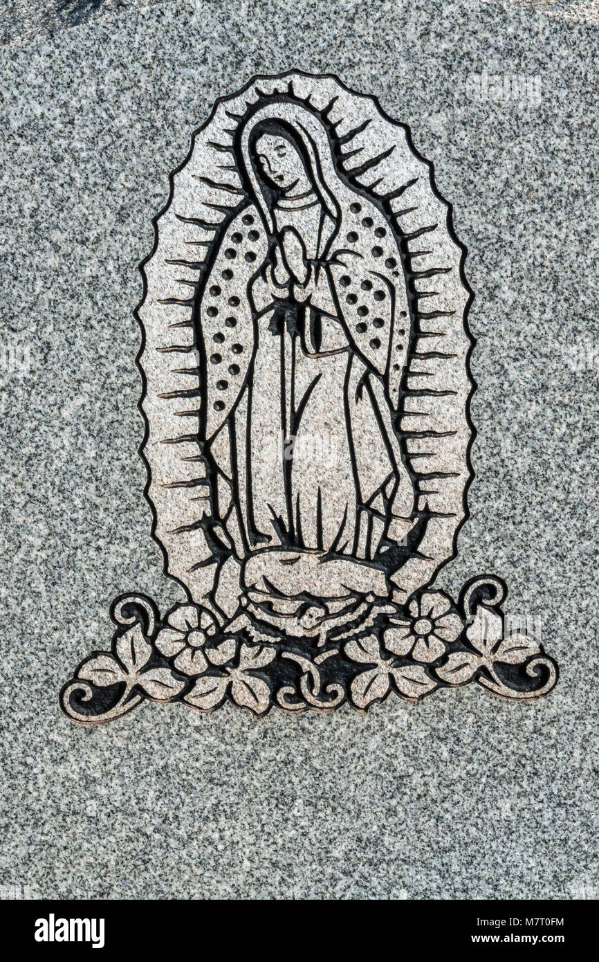 Virgin Mary headstone at San Ysidro Cemetery, Corrales, New Mexico