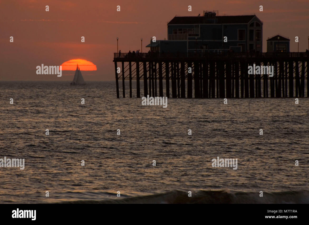 Oceanside Pier sunset, Oceanside, California Stock Photo