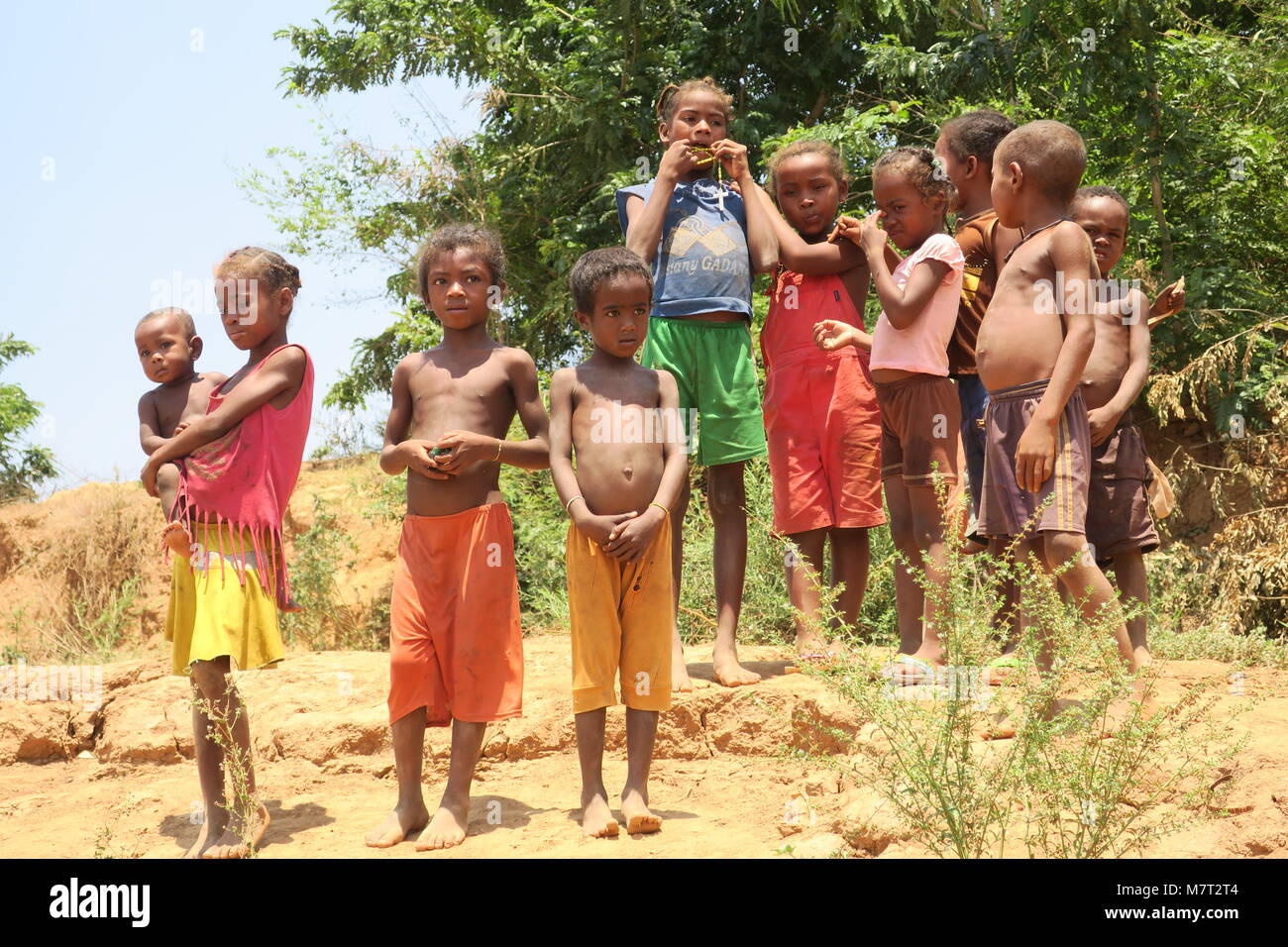 Cute Malagasy Kids In Poor Village On Madagascar Island Stock Photo - Alamy