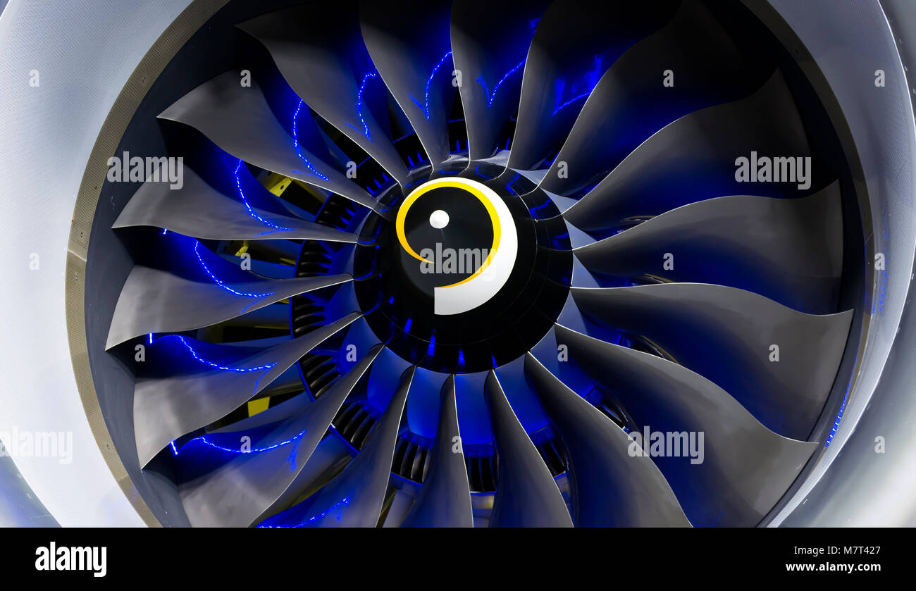 Turbojet engine of the plane on close up Stock Photo Alamy