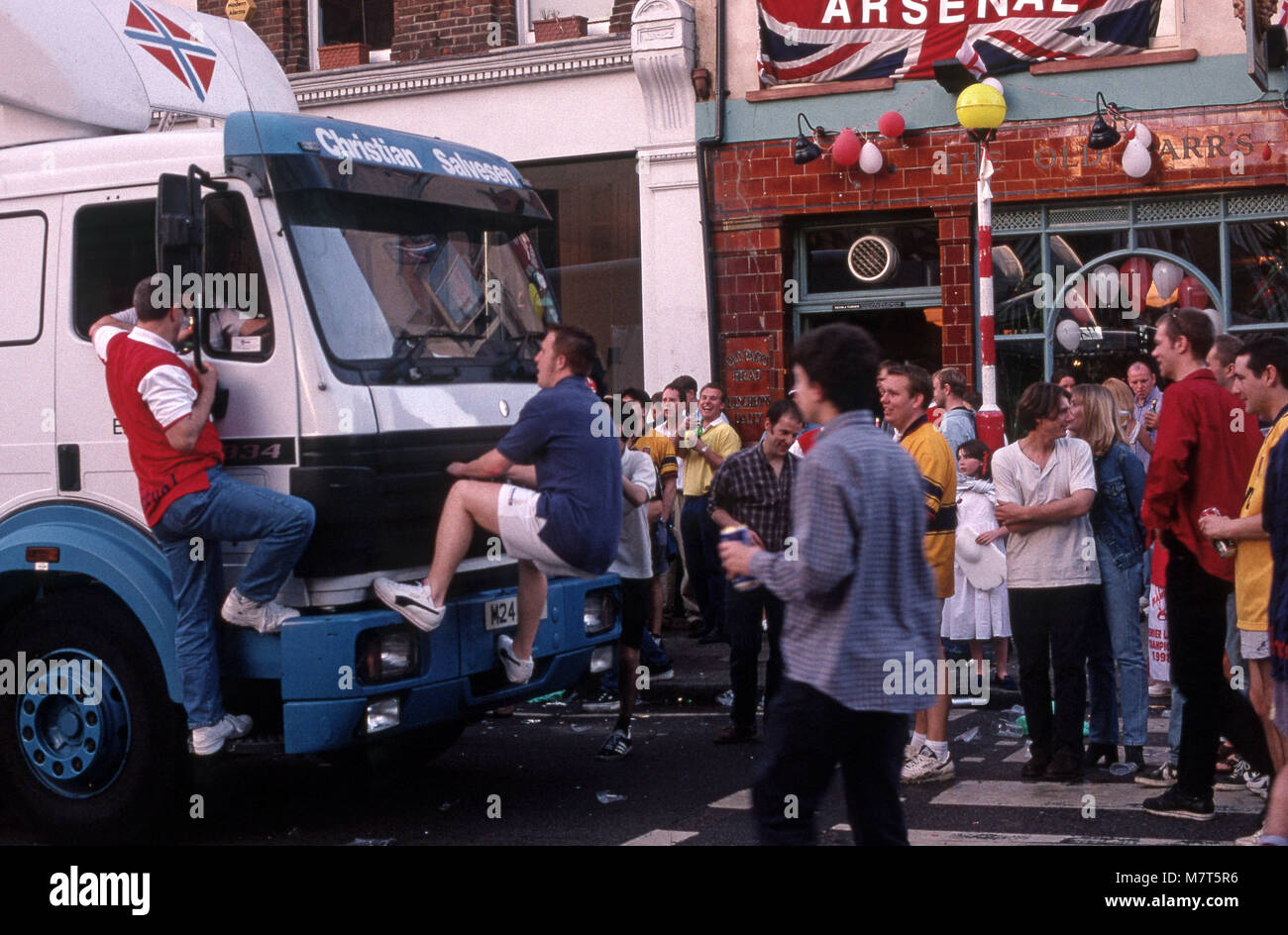 Arsenal Football Supporters Stock Photo