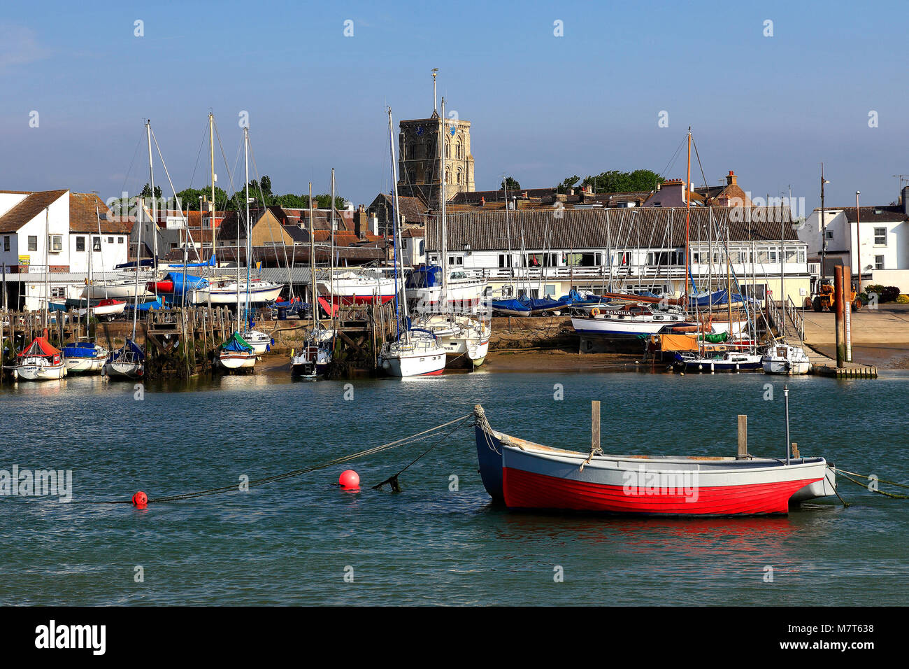 The tidal river Adur, church of St Mary de Haura, Shoreham-By-Sea, Sussex, England, UK Stock Photo