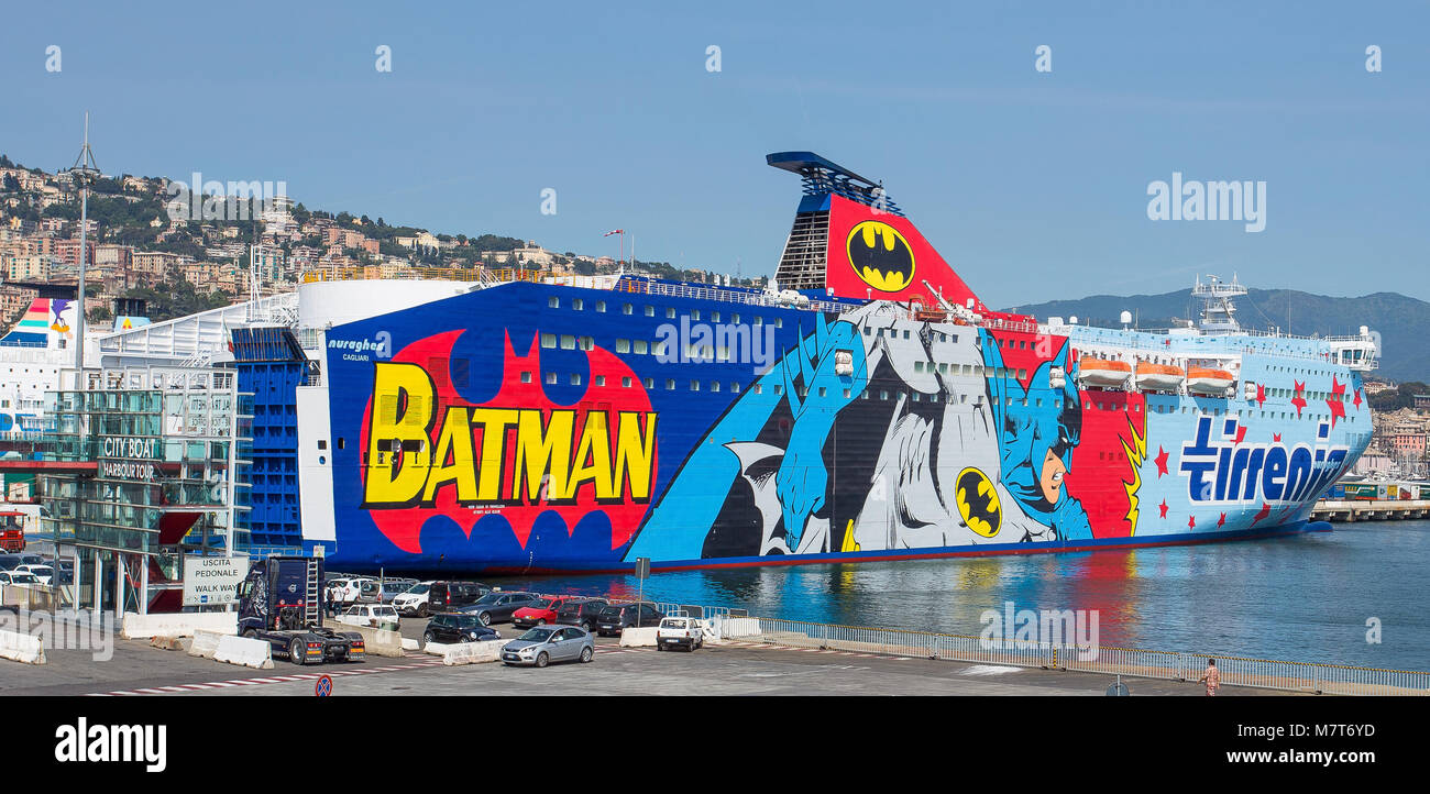 Genoa Genoa Italy May 31 2017 Tirrenia Ferry Directed To Sardinia Moored In The Port Of Genoa Italy Stock Photo Alamy