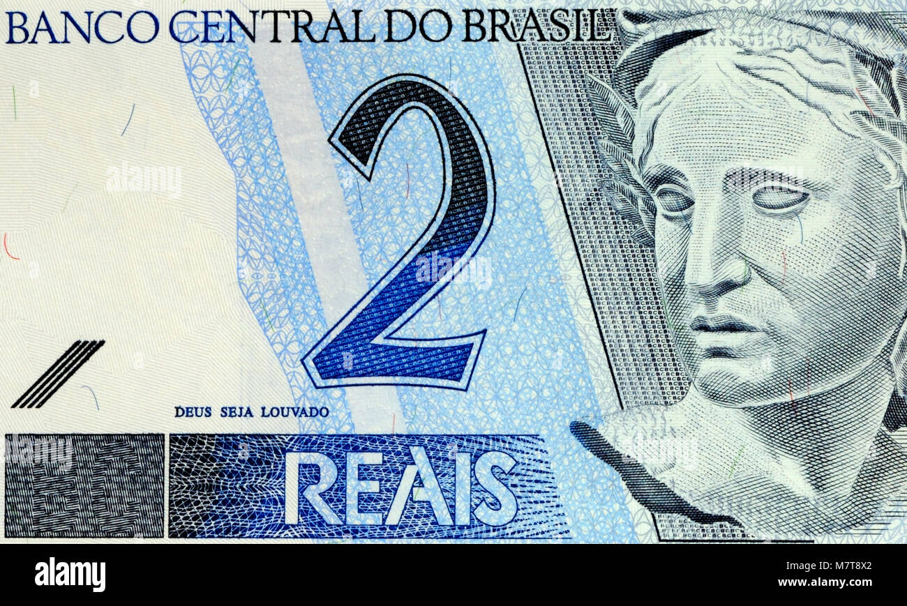 Brazil Reais Two 2 Real Bank Note Stock Photo
