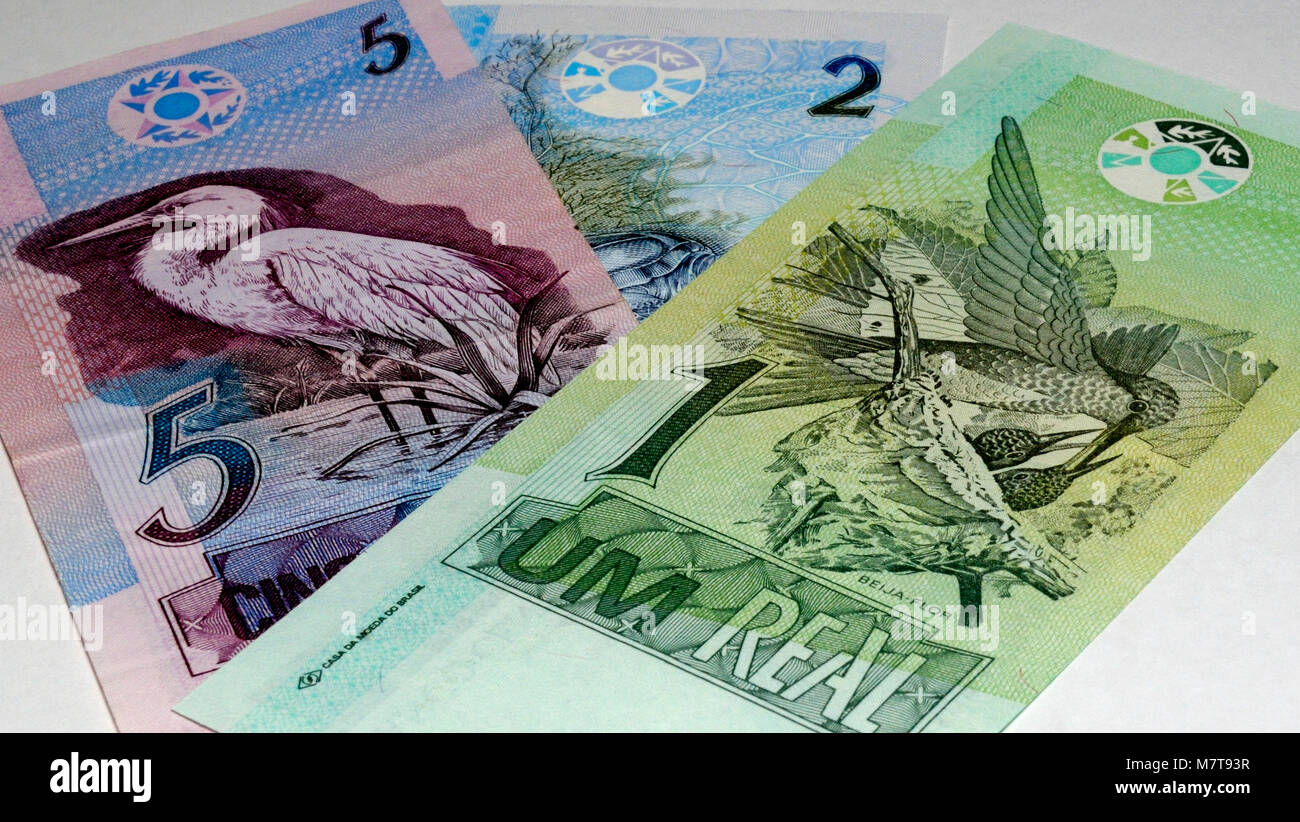 Brazil Reais Real Currency Bank Notes Stock Photo