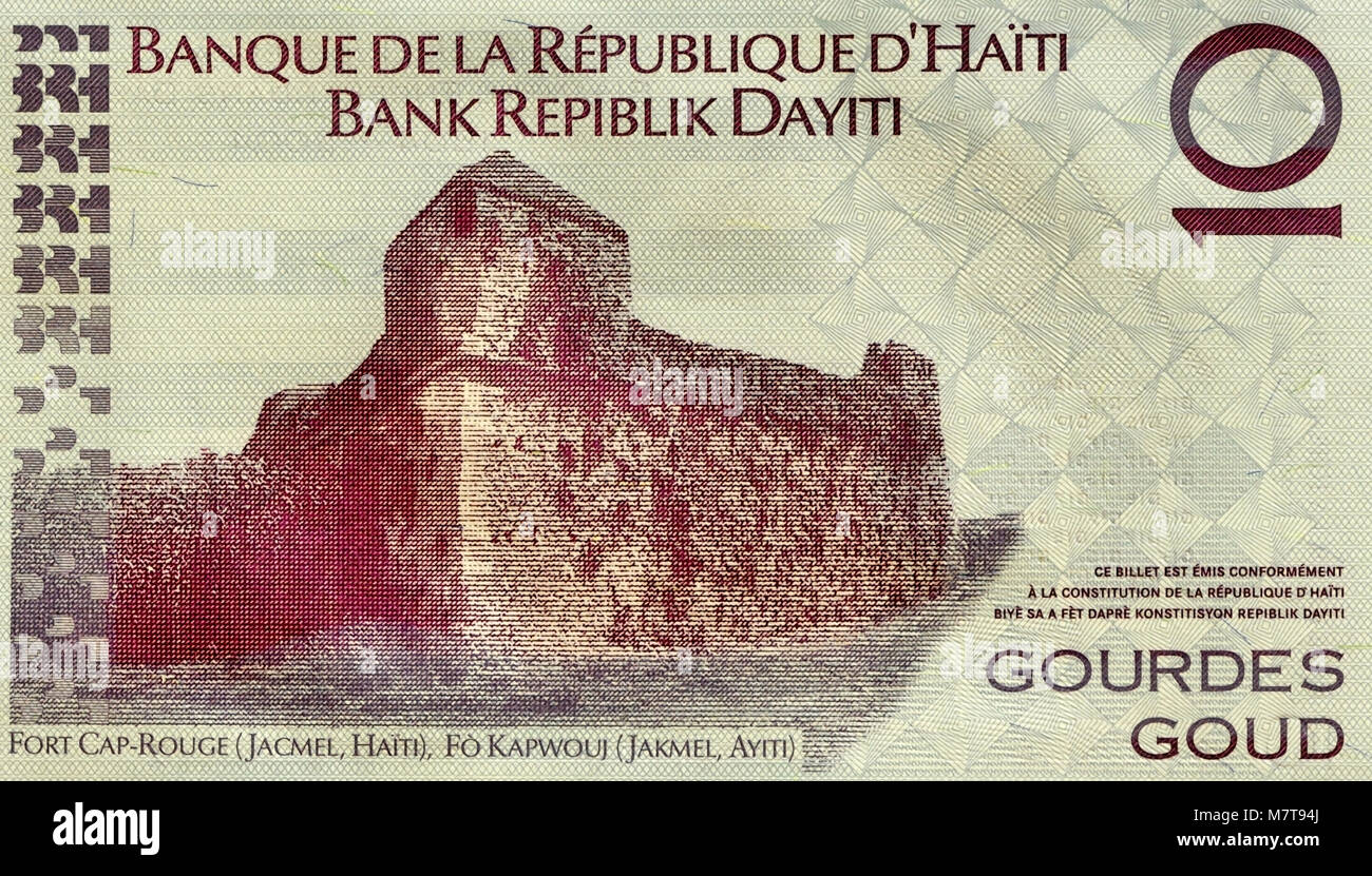 Haiti Ten 10 Gourde Bank Note Stock Photo