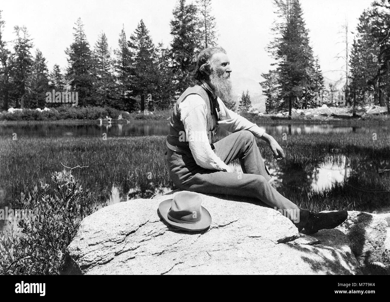 John Muir (1838-1914), portrait of the Scottish-American naturalist who is credited with being the 'Father of the National Parks', c.1902. Stock Photo